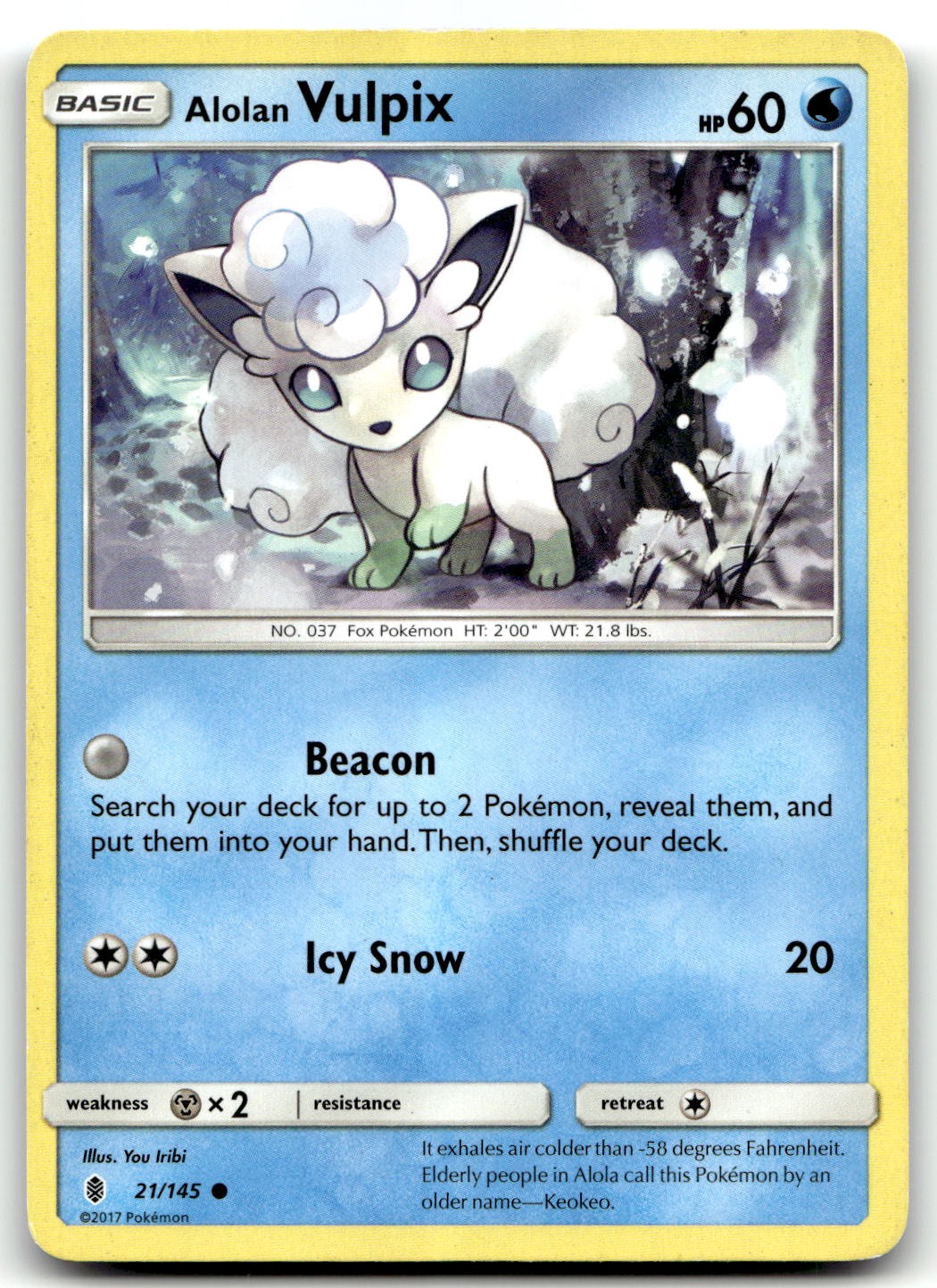 Alolan Vulpix 21/145 SM - Guardians Rising Common Normal Pokemon TCG MP