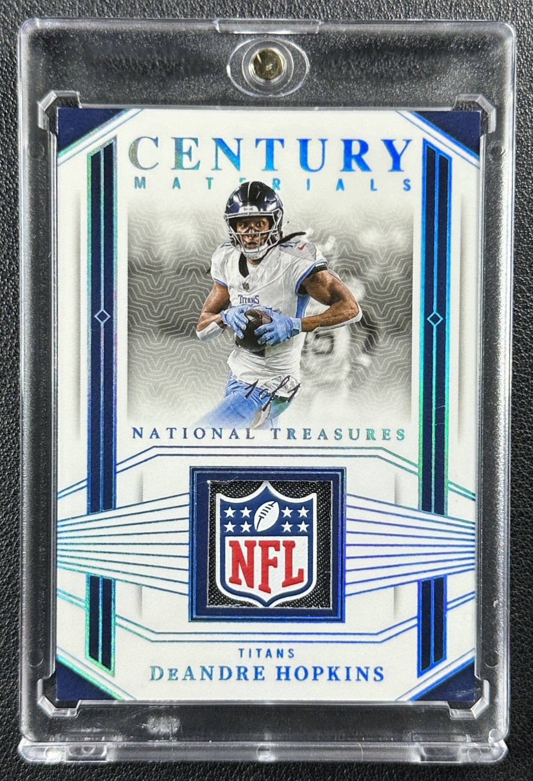 DEANDRE HOPKINS 2023 NATIONAL TREASURES CENTURY NFL SHIELD PATCH PLATINUM 1/1