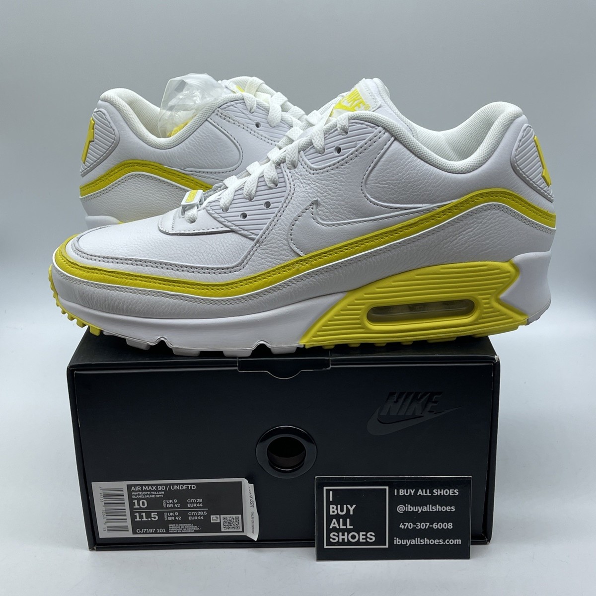 Size 10 - Nike Undefeated x Air Max 90 White Optic Yellow (CJ7197