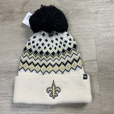 New Orleans Saints NFL 47 Brand Cuffed Knit Pom Beanie Hat Womens One Size NWT