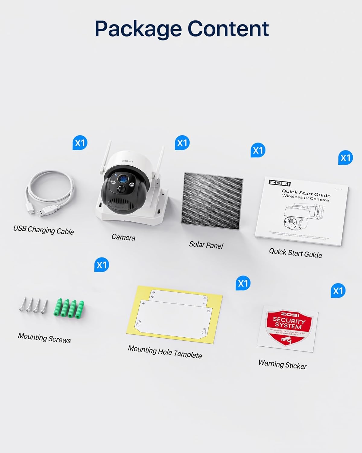 ZOSI C291 4MP Wireless Battery Security Outdoor PTZ Camera with Solar Panel 32GB