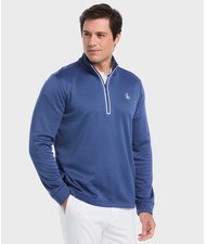 Original Penguin Men's Earl Quarter Zip Long Sleeve Golf Pullover Jumper Blue M