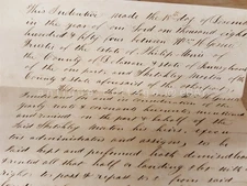 1854 antique  DEED gesner PHILIP MORRIS ridley darby creek pa SKETCHLEY MORTON