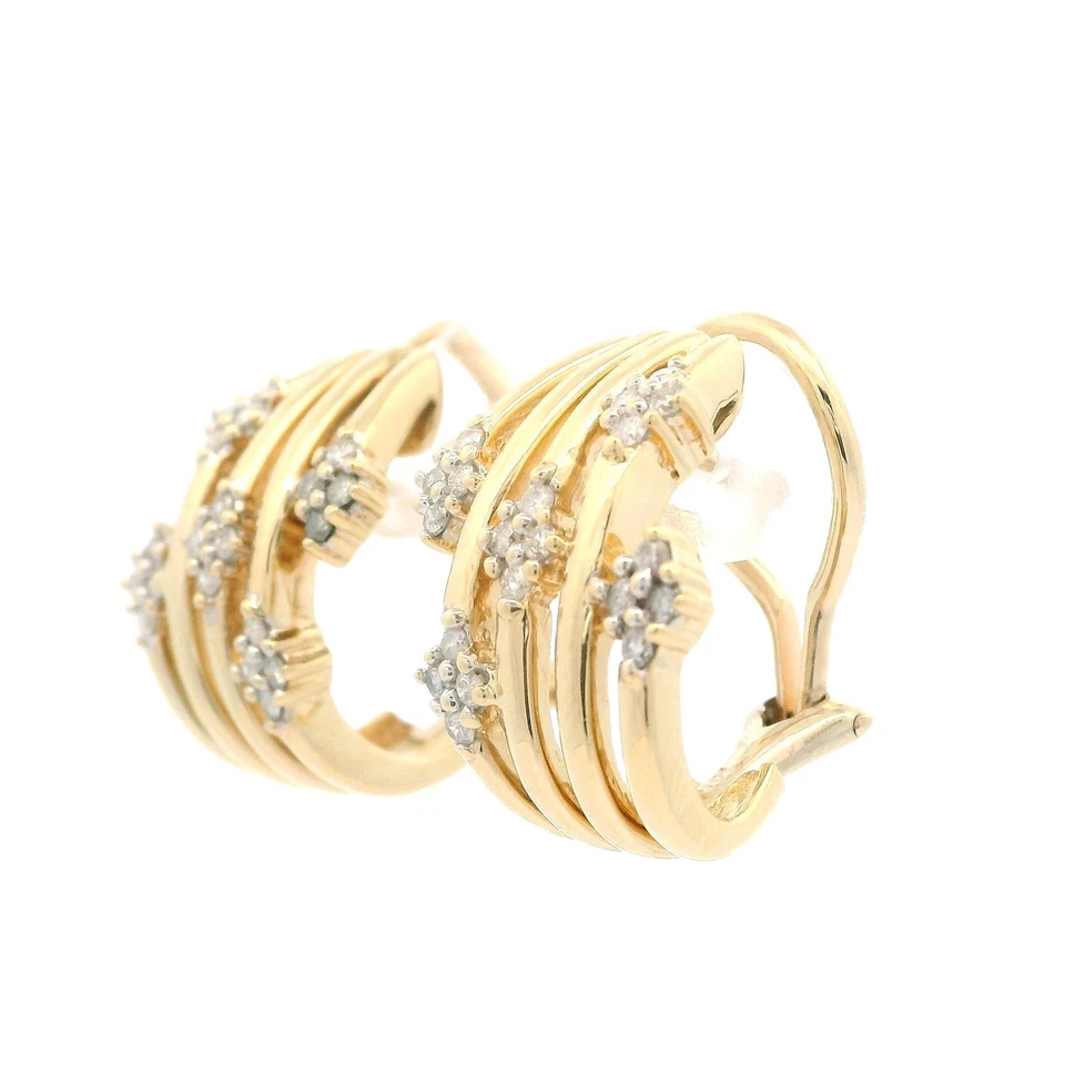 Шикарные серьги-манжеты из желтого золота 14 карат с бриллиантами 0,40 карата - Изображение 3 из 4