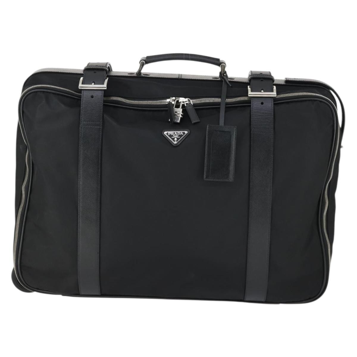PRADA Suitcase Nylon Black Silver Auth 162425 | eBay
