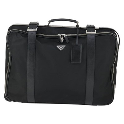 PRADA Suitcase Nylon Black Silver Auth 162425 | eBay