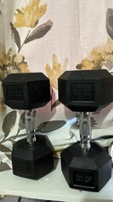 CAP 35 Lb Barbell Rubber-Coated Hex Dumbbells, Set of 2 - USED