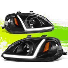 Led Drl Projector Headlight Lamps For Honda Civic 99-00 Black Amber Leftright Led Drl Projector Headlight Lamps For Honda Civic 99-00 Black Amber Leftright