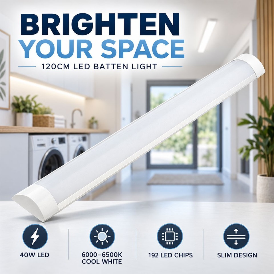 Soled Led Tube Light 5Pc 120cm LED Tube Light 40W 6500K Batten Linear Slim Light WorkShop ...