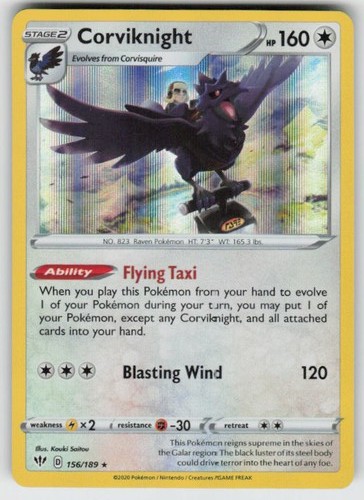 Corviknight 156/189 Holo Rare Darkness Ablaze