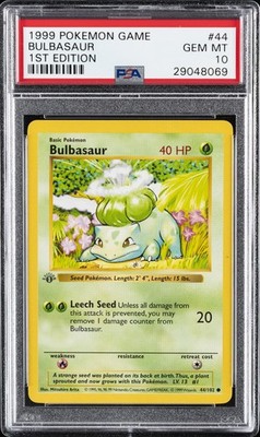 【PSA10】Bulbasaur Classic Pokémon Card 1x 1999 POKEMON BASE SET 1ST EDITION #44 BULBASAUR PSA 10 | eBay