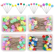 400Pcs Flat Head Straight Pins Kits, Sewing Flat Head Pins Set, Colored Head ...