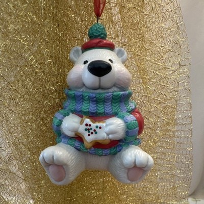 Hallmark Polar Bear Hanging Ornament, Christmas Holiday Sweater Cookie 2002 4in