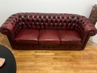 Vintage Chesterfield 3 Places Canapé Anglais Rouge en cuir