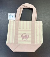 Trader Joe s Limited Edition 2026 Drop Mini Stripe Canvas Tote Bag Pink Stripes