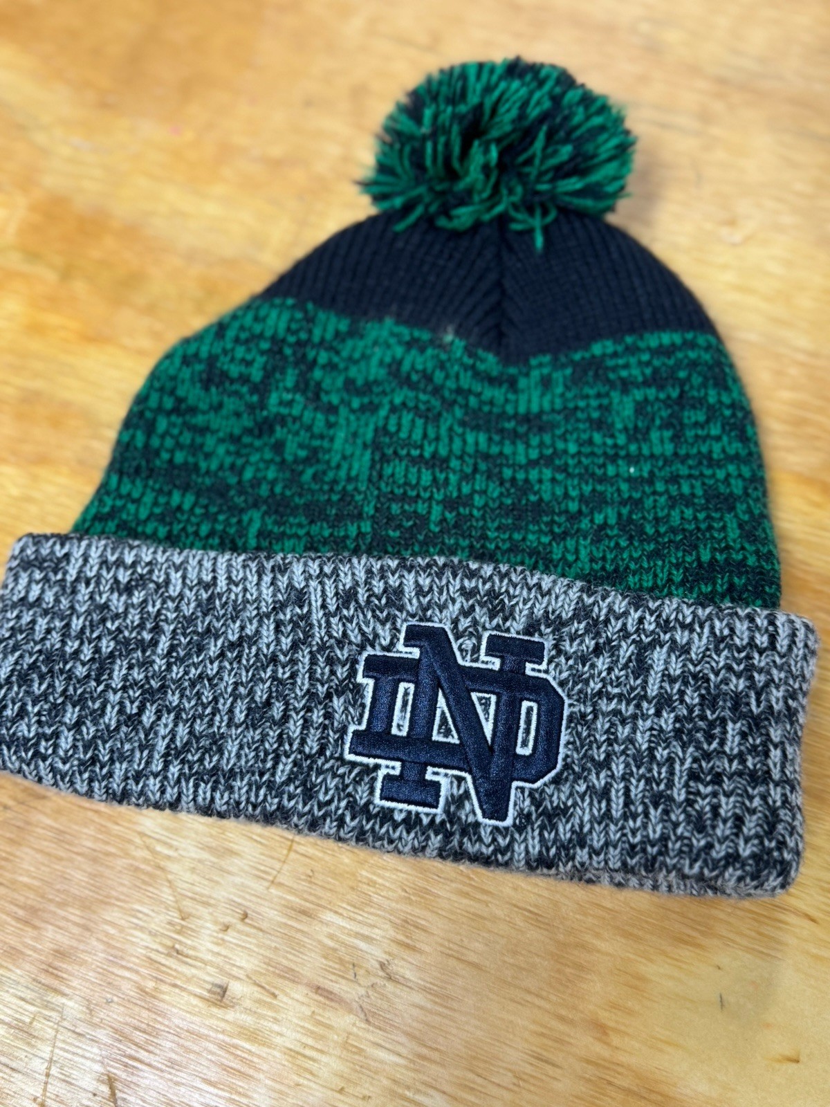 '47 Brand Notre Dame Fighting Irish Knit Pom Cuffed Beanie Navy & Green One Size