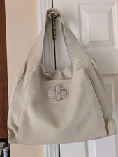 B.Makowsky Cream Beige Large  Leather Handbag, satchel