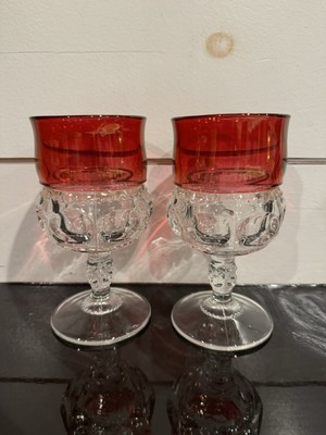 Vintage Tiffin Franciscan King's Crown Ruby Red Flash Goblet Wine Glasses - 2