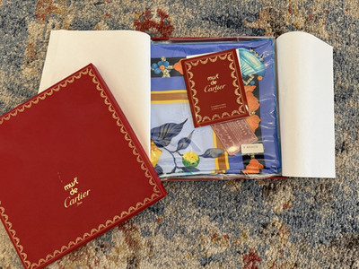 Vintage Must de Cartier Silk Scarf NOS New In Box w/Authenticity Card & batch id