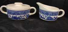 BLUE WILLOW Creamer and Sugar Bowl w-lid set. Unbranded