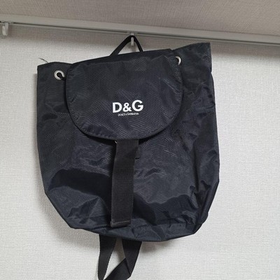 D&G Dolce & Gabbana Black Nylon Logo Rucksack Backpack Used