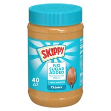 SKIPPY No Sugar Added Creamy peanut butter spread, Shelf-Stable, 40 oz Plastic J