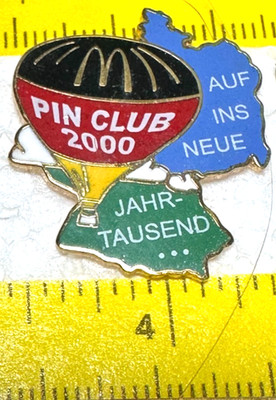 McDonalds Club 2000 Jahrtausend Hot Air Balloon German Map Lapel Tack Pin 