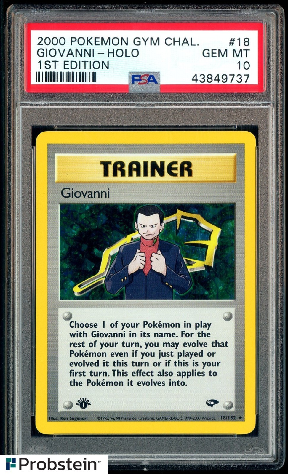 2000 Pokemon Gym Challenge Giovanni Holo 1st Edition #18 PSA 10 GEM MINT