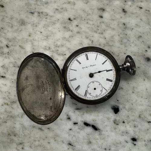 antique Elgin pocket watch stamped 925 sterling silver , non tested