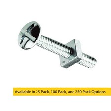 M6 x 25mm Bright Zinc Plated Roofing Bolts With Nut - Trunking, Guttering.