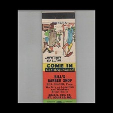 Matchbook Cover Bill's Barber Shop Bill Singer, Proprietor St. Louis, Mo #5