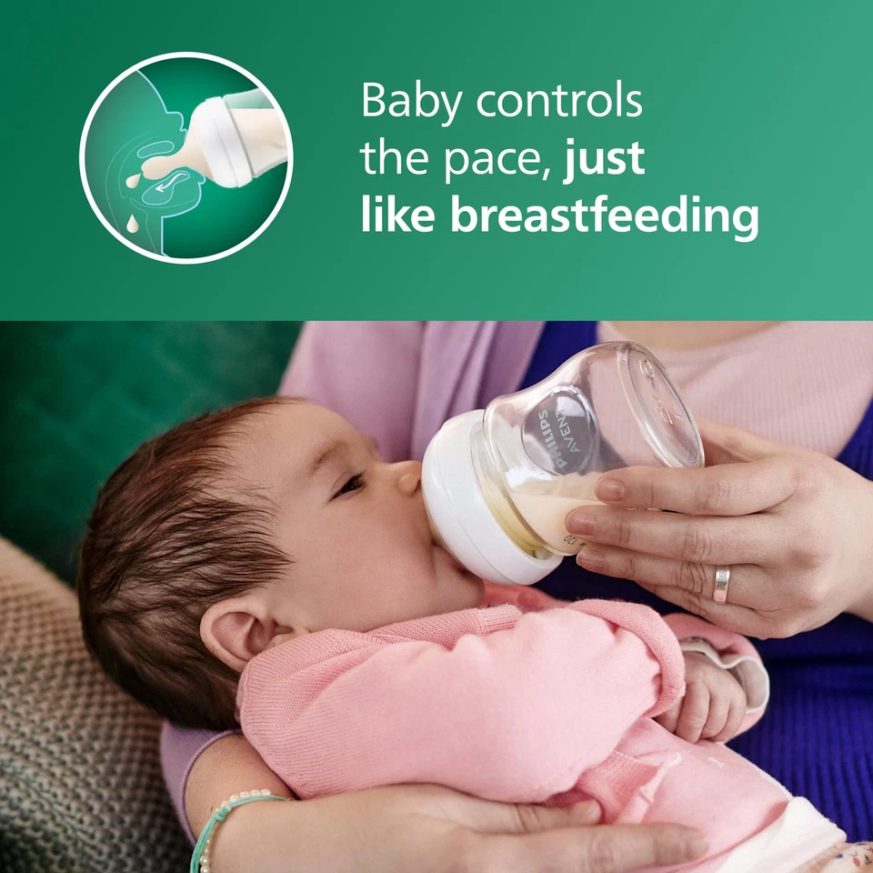 Philips Natural Glass Baby Bottles with Natural Response Nipples (Slow Flow, ... - Image 2 of 4