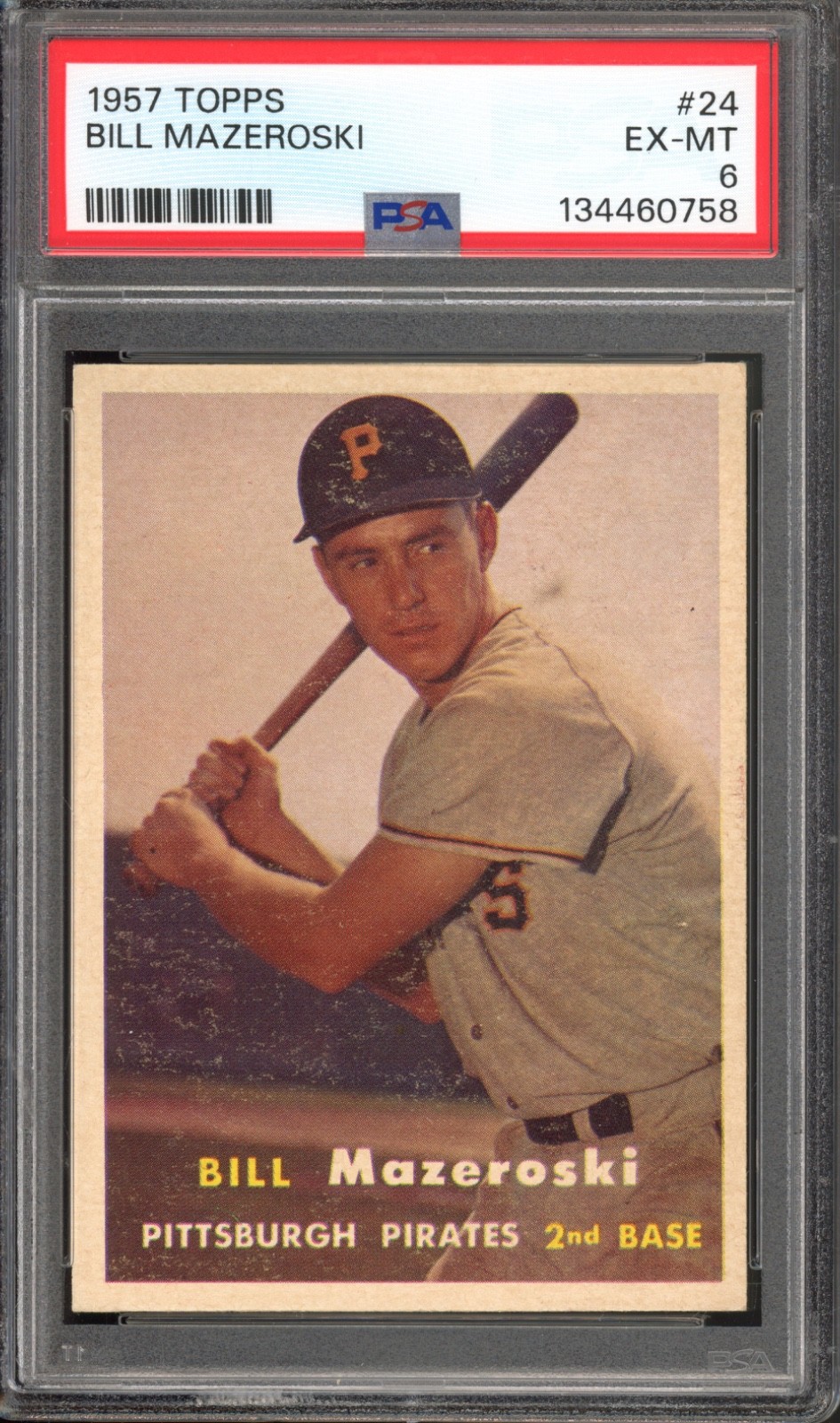 1957 Topps #24 Bill Mazeroski Rookie PSA 6 Vintage HOF Baseball Card (0758)