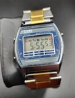 Vintage Timex Men's F Cell Digital LCD Chronograph Blue/Silver /Gold Tone Bracet