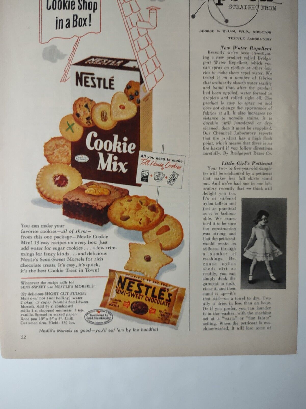 Nestle Cookie Mix Shop in a Box Vintage 1950s Print Ad