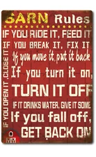 Vintage Wall Decor Metal Tin Sign Barn Rules Cowboy Ranch Funny Farm Plaque