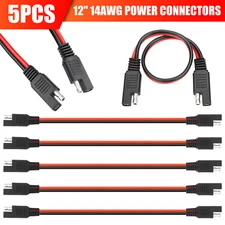 5PCS 14 Gauge 12" Power Connectors Cable 2 Pin Quick Disconnect Polarized Wire