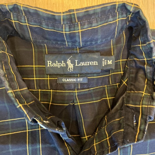 Ralph Lauren dunkelblau gelb kariert klassisch Oxford Hemd grün Pony - Bild 9 von 15