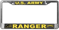 Us Army Ranger High Quality Metal License Plate Frame - Made In Usa