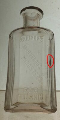 QUACK MEDICINE BOTTLE-Cooper's Phrosteen For The Skin-Sun Burn-1890s