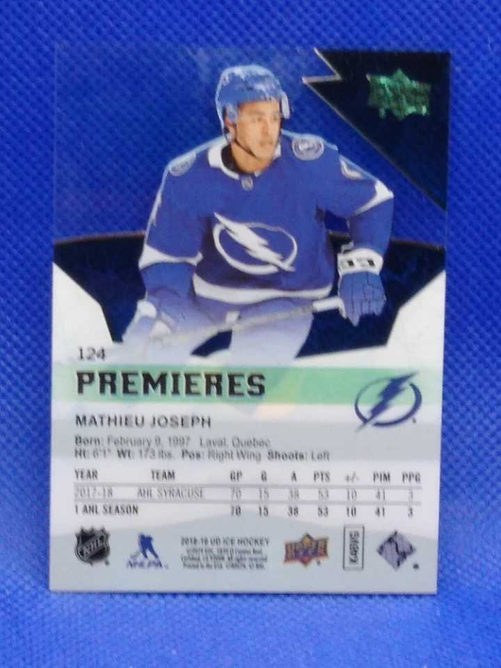 2018-19 Upper Deck Ice Ice Premieres Level 3 /499 Mathieu Joseph #124 Rookie RC - Image 2 of 2