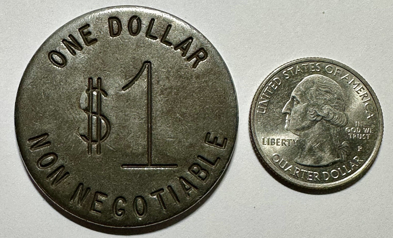 1960’s $1 Dollar Non Negotiable Las Vegas Casino Token - Type 3; Thin 1 - Steel