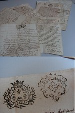 8 French Documents 1740-51, POUSSAN, Rare Tax Stamp Montpellier