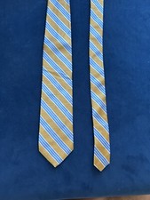 Men’s tie 58” Brooks Brothers Blue/Gold Striped Silk Hand Made In USA.