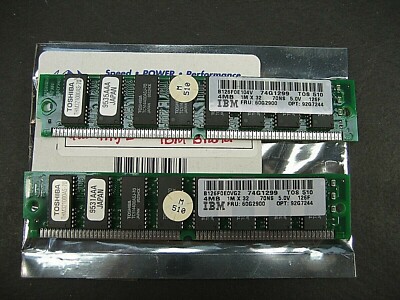 Pair (2) 4MB IBM 1MX32 70NS MEMORY RAM STICKS