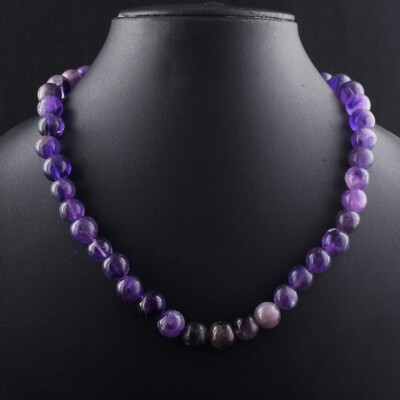 Sehr attraktive lila Amethyst 367 kt Perlen Top Halskette VK 34 E598