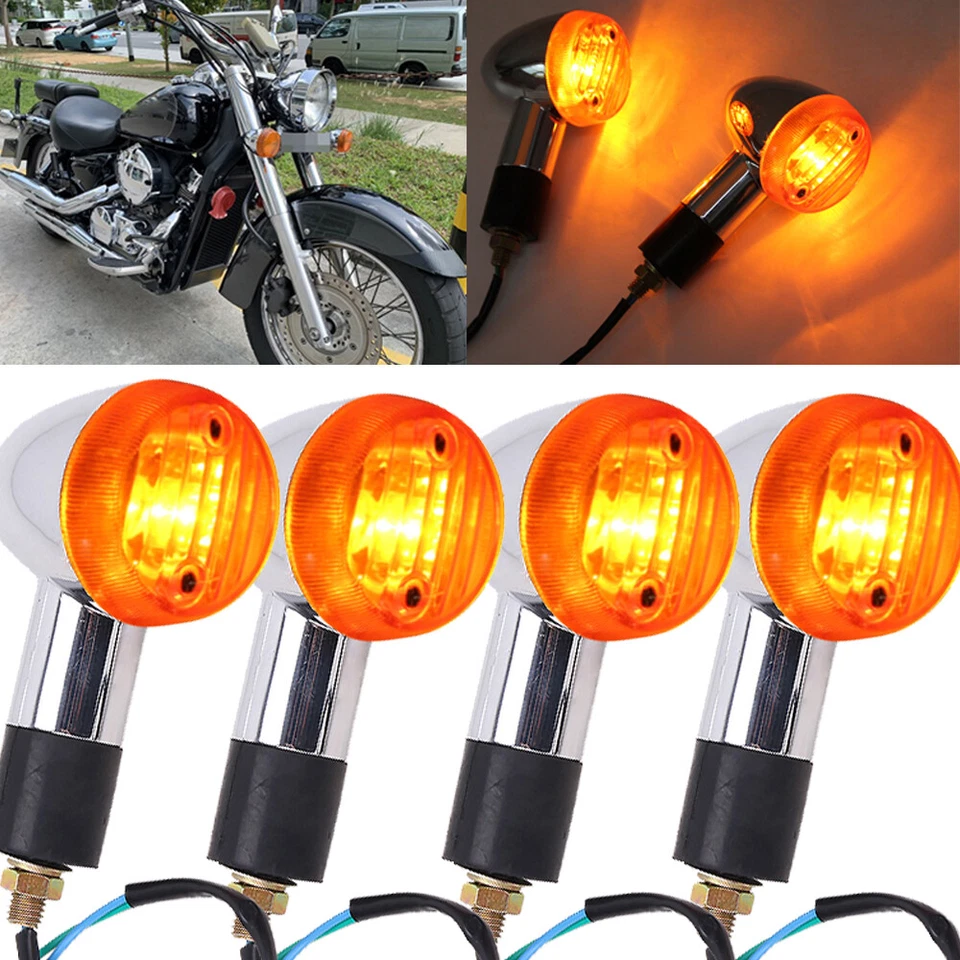 For Kawasaki Vulcan VN 750 800 900 1500 1600 1700 4× Turn Signals Light Amber Foto 2 de 4