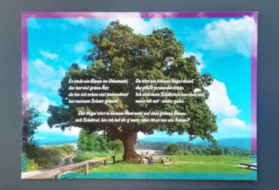 Text postcard __/\__ ''There is a tree in the Odenwald...'' __/\__ unused