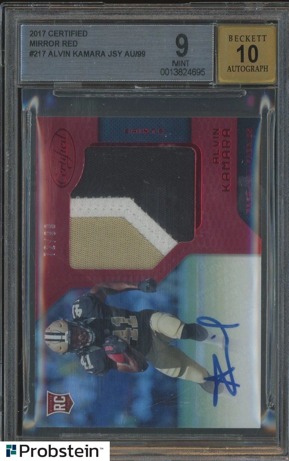 Alvin Kamara Panini Certified #217 Autograph Jersey-Mirror Purple