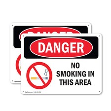  2 Pack No Smoking In This Area OSHA Danger Sign Decal Metal Plastic